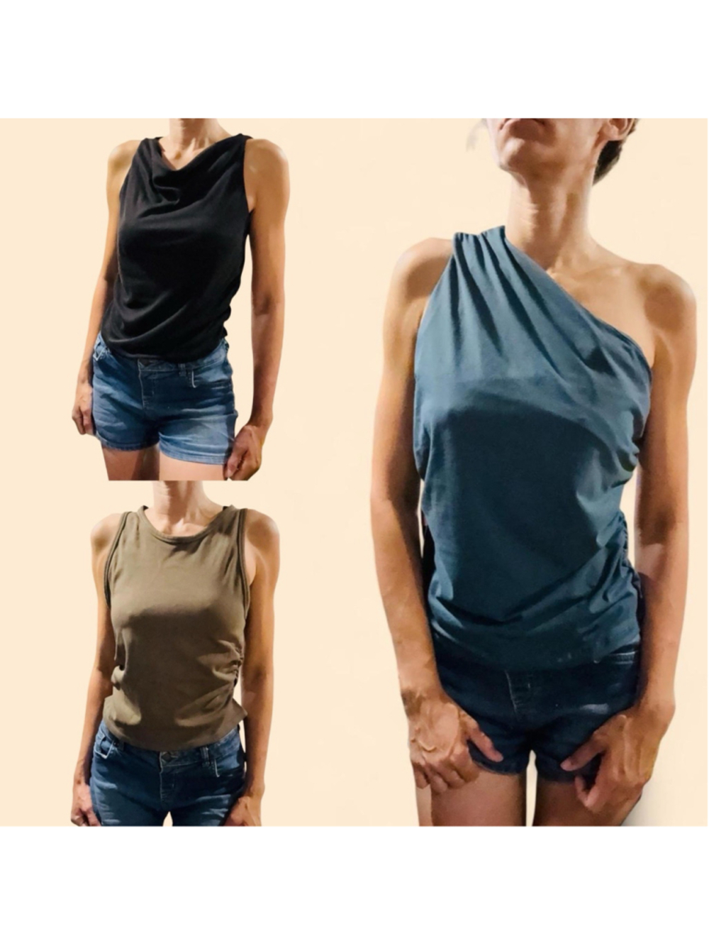 3pc Women’s Large Going Out Tops Bundle Ruched Cowl One Shoulder Stretch Y2K EUC